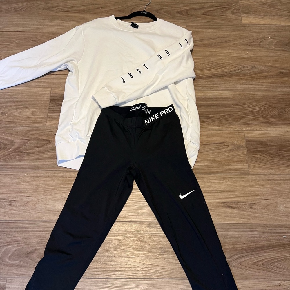 Nike Pro Leggings size Medium and Dri-fit Nike Hoodie size Large